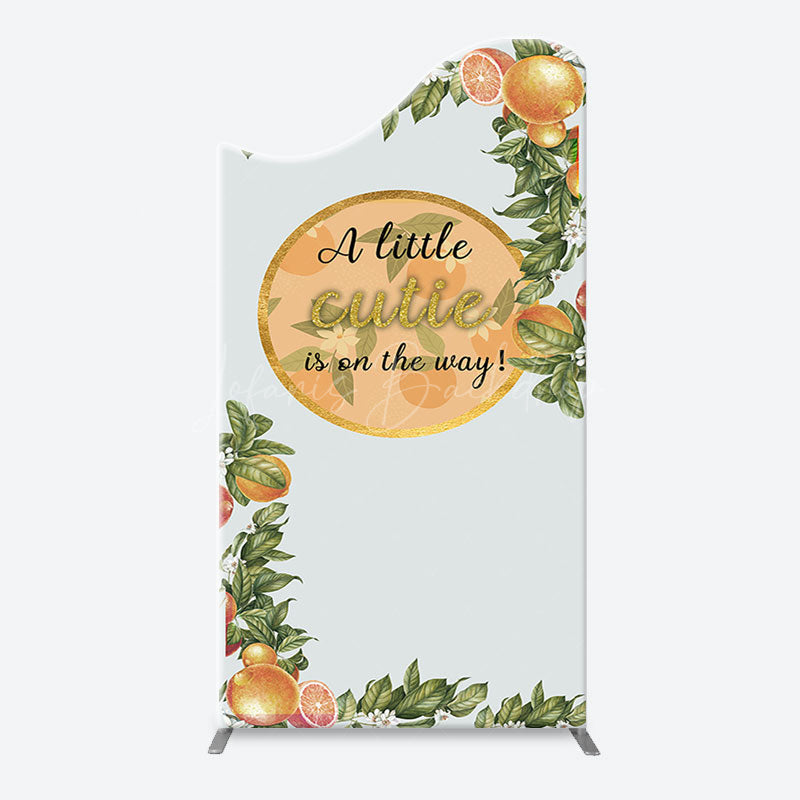 Lofaris Green Leaves Floral Orange Arch Baby Shower Backdorp