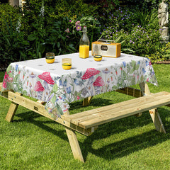 Lofaris Green Leaves Mushroom Floral White Dining Tablecloth