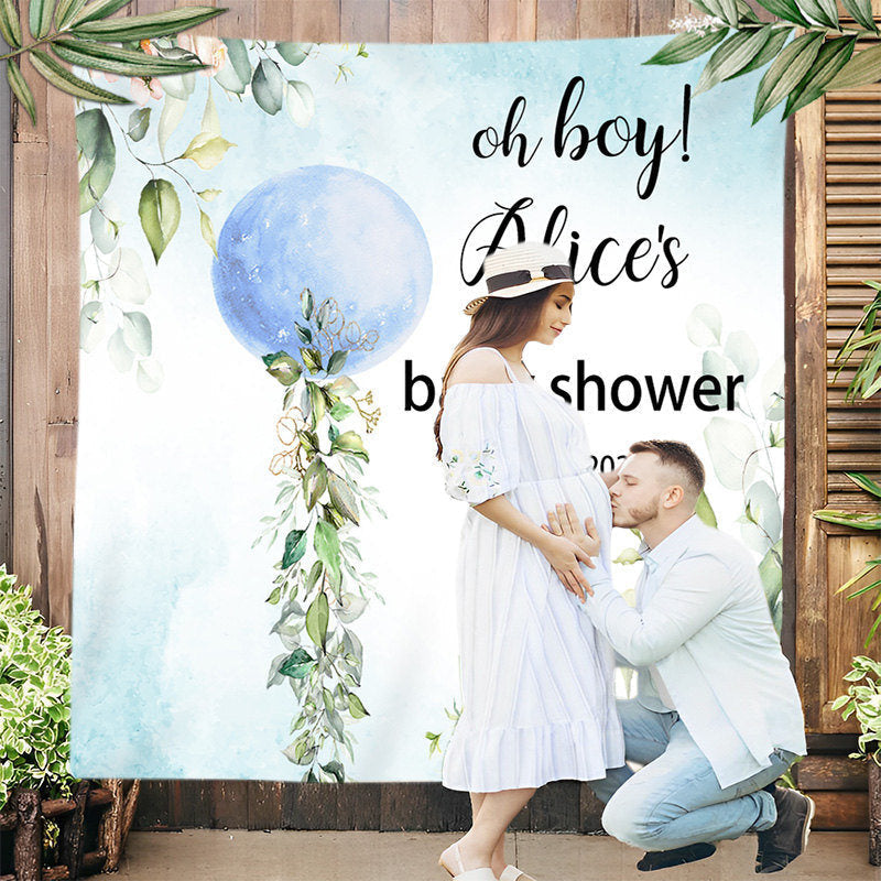 Lofaris Green Leaves Pink Floral Custom Baby Shower Backdrop