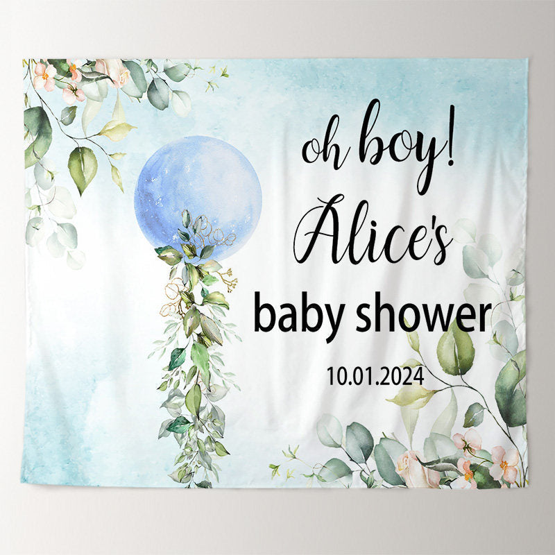 Lofaris Green Leaves Pink Floral Custom Baby Shower Backdrop
