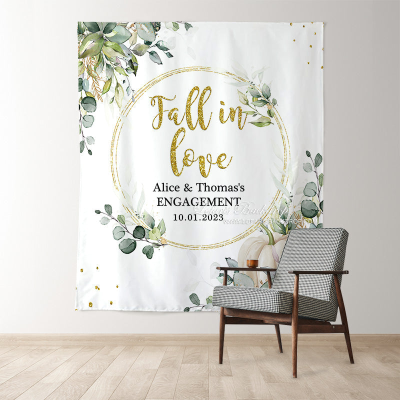 Lofaris Green Leaves Pumpkin Fall In Love Wedding Backdrop