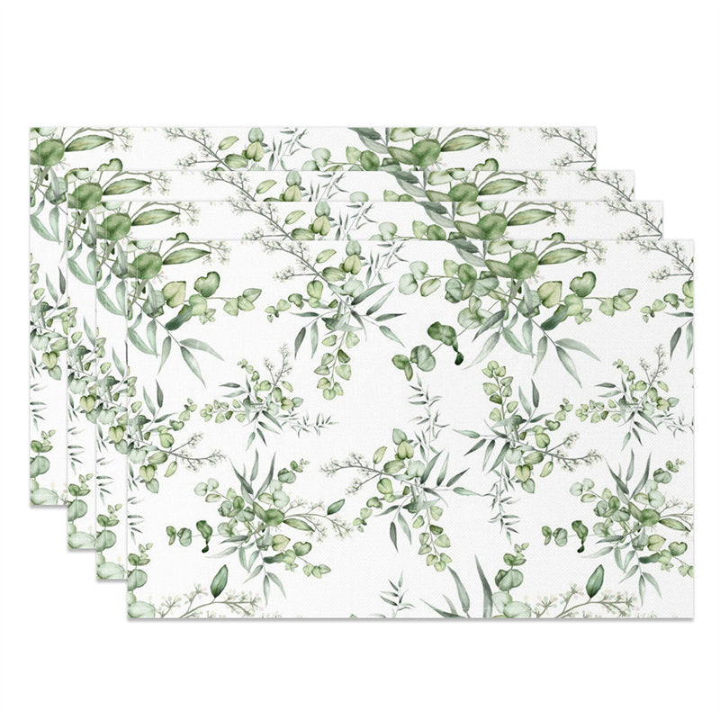 Lofaris Green Leaves Shoots Modern Dining Set Of 4 Placemats