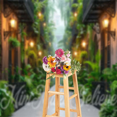 Lofaris Green Leaves Street Architecture Backdrop For Photo