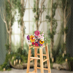 Lofaris Green Leaves Trees Candle Spring Photo Backdrop