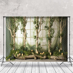 Lofaris Green Leaves Trees Candle Spring Photo Backdrop