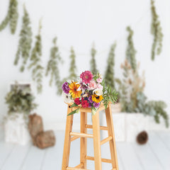 Lofaris Green Leaves White Box Cone Photography Backdrop