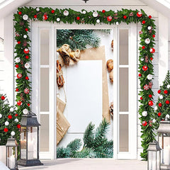Lofaris Green Leaves White Paper Board Christmas Door Cover
