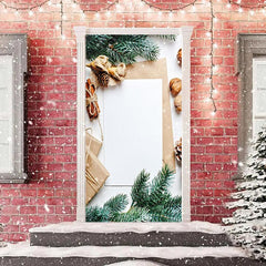 Lofaris Green Leaves White Paper Board Christmas Door Cover