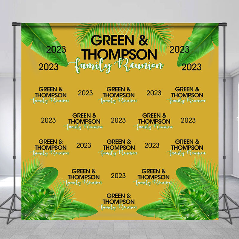 Lofaris Green Leaves Yellow Custom Family Reunion Backdrop