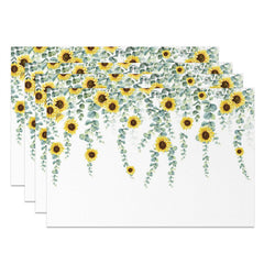 Lofaris Green Leaves Yellow Sunflower Set Of 4 Placemats