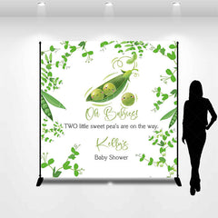 Lofaris Green Little Sweet Peas Custom Baby Shower Backdrop