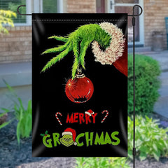 Lofaris Green Monster Black Merry Christmas Garden Flag
