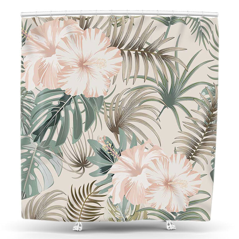 Lofaris Green Monstera And Floral Plants Shower Curtain