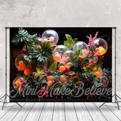Lofaris Green Monstera Balloons Berry Floral Photo Backdrop