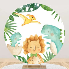 Lofaris Green Monstera Dinosaurs Round Backdrop For Party
