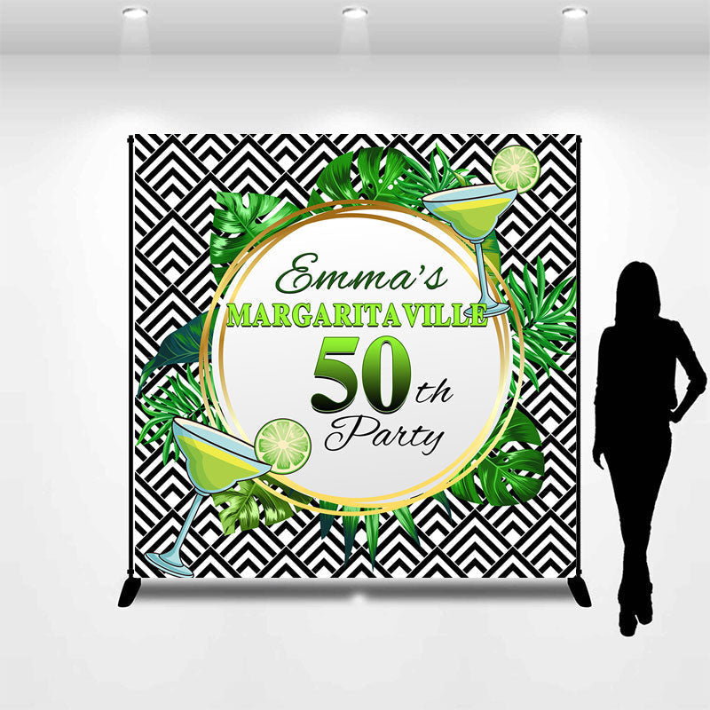Lofaris Green Monstera Lemon Custom 50th Birthday Backdrop