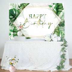Lofaris Green Monstra Marble Texture Happy Birthday Backdrop