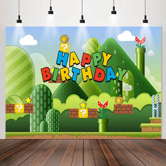 Lofaris Green Mountain Adventure Game Level Birthday Backdrop