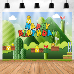 Lofaris Green Mountain Adventure Game Level Birthday Backdrop