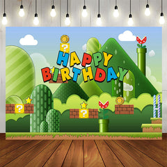 Lofaris Green Mountain Adventure Game Level Birthday Backdrop