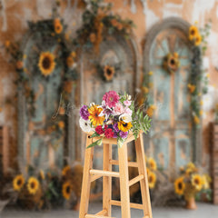 Lofaris Green Orange Vintage Wall Floral Wedding Backdrop
