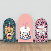 Lofaris Green Pink Cake Leopard Birthday Arch Backdrop Kit