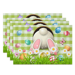 Lofaris Green Plaid Rabbit Eggs Floral Set Of 4 Placemats