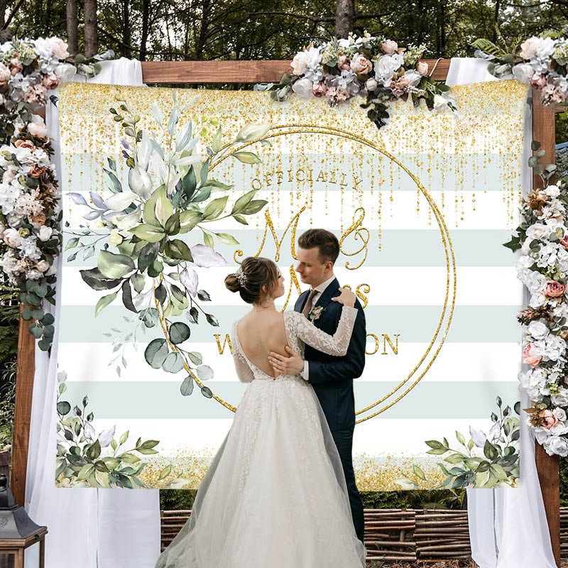 Lofaris Green Plant and Golden Bokeh Backdrop for Wedding Party