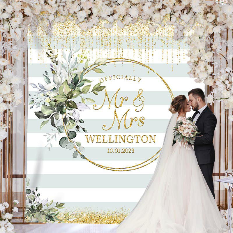 Lofaris Green Plant and Golden Bokeh Backdrop for Wedding Party