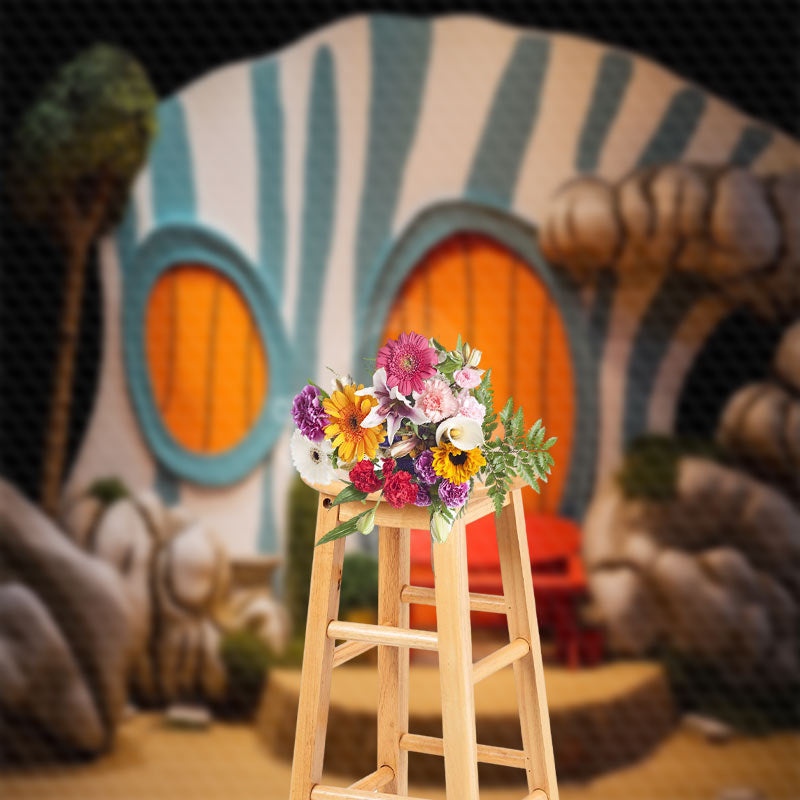 Lofaris Green Plant Bench House Birthday Cake Smash Backdrop