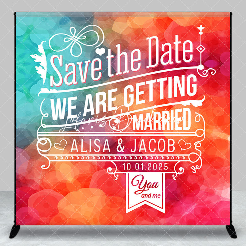 Lofaris Green Red Save The Gate Custom Name Wedding Backdrop