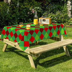 Lofaris Green Red Xmas Holiday Rectangle Tablecloth