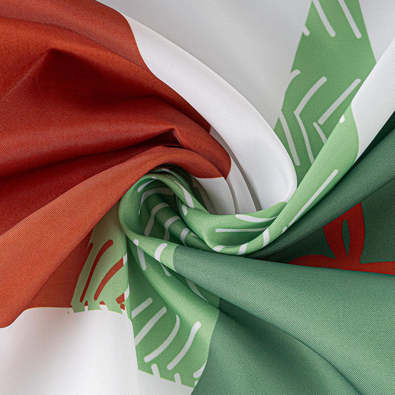 Lofaris Green Red Xmas Tree White Christmas Shower Curtain