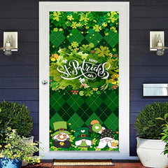 Lofaris Green Rhombus Lattice St Patricks Day Door Cover