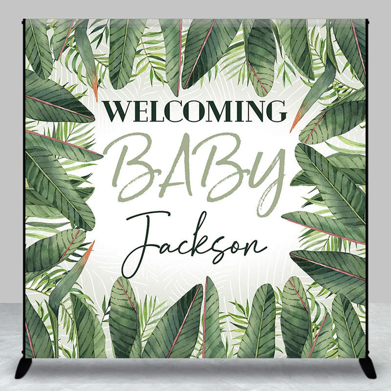 Lofaris Green Safari Welcome Baby Custom Shower Backdrop