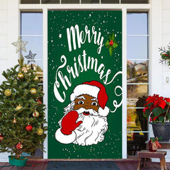 Lofaris Green Santa Claus Snowy Merry Christmas Door Cover