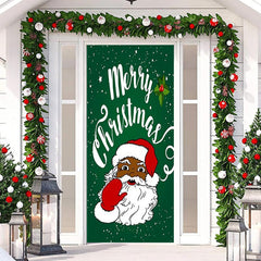 Lofaris Green Santa Claus Snowy Merry Christmas Door Cover