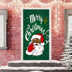 Lofaris Green Santa Claus Snowy Merry Christmas Door Cover