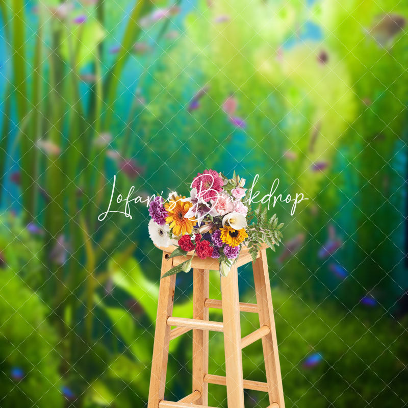 Lofaris Green Seaweeds Lovely Fishes Summer Photo Backdrop