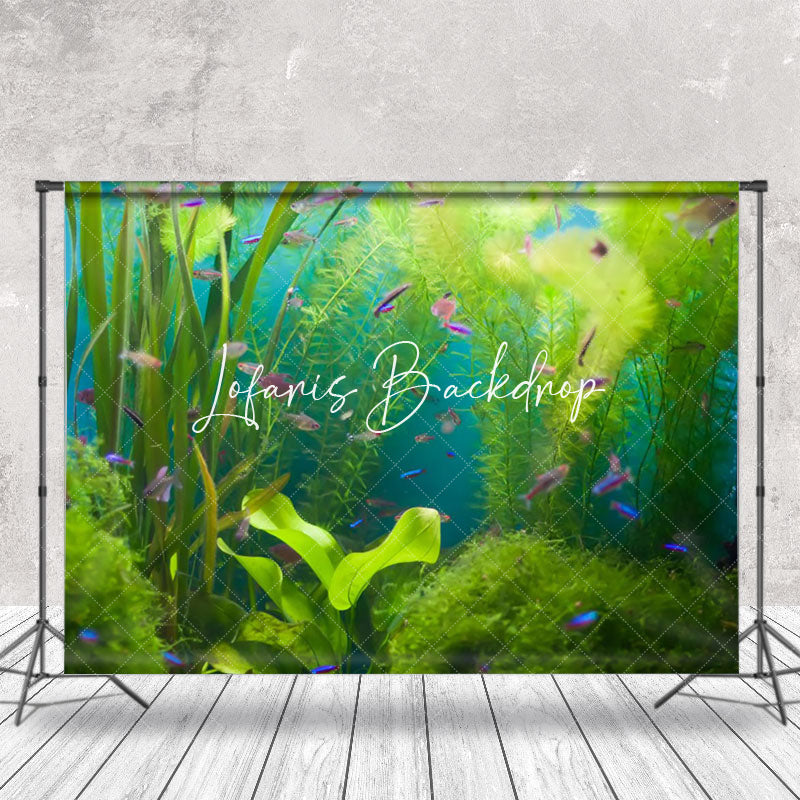 Lofaris Green Seaweeds Lovely Fishes Summer Photo Backdrop