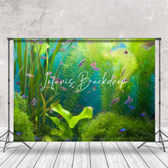 Lofaris Green Seaweeds Lovely Fishes Summer Photo Backdrop