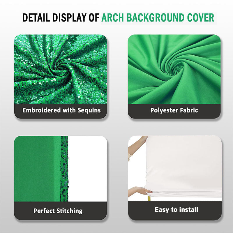 Lofaris Green Sequin Fitted Arch Backdrop Cover for Wedding Decor