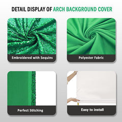 Lofaris Green Sequin Fitted Arch Backdrop Cover for Wedding Decor