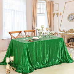 Lofaris Green Sequin Glitter Rectangle Banquet Tablecloth