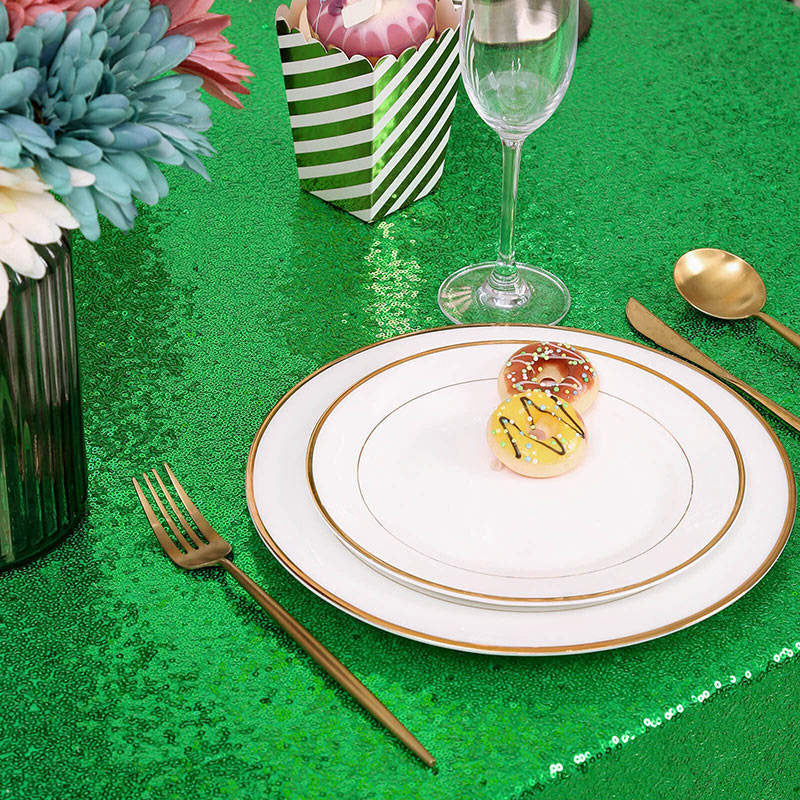 Lofaris Green Sequin Glitter Rectangle Banquet Tablecloth