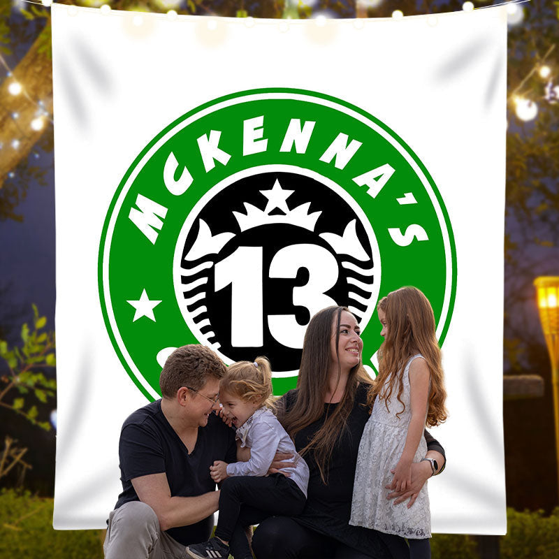 Lofaris Green Signet Style Coffee Theme Custom Birthday Backdrop