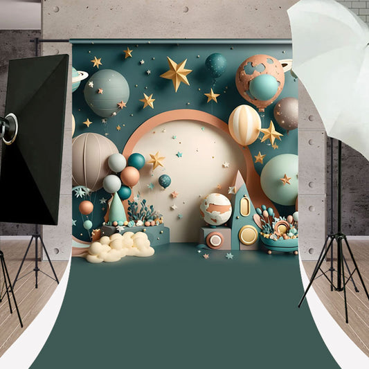 Lofaris Green Stars Balloons Sweep Galaxy Photo Backdrop