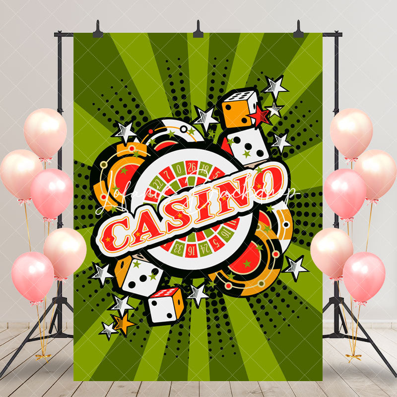 Lofaris Green Stripe Dice Casino Stars Backdrop For Birthday