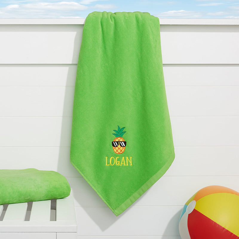 Lofaris Green Tasty Fruits Embroidered Holiday Beach Towel