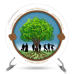 Lofaris Green Tree Family Reunion Vacation Round Backdrop